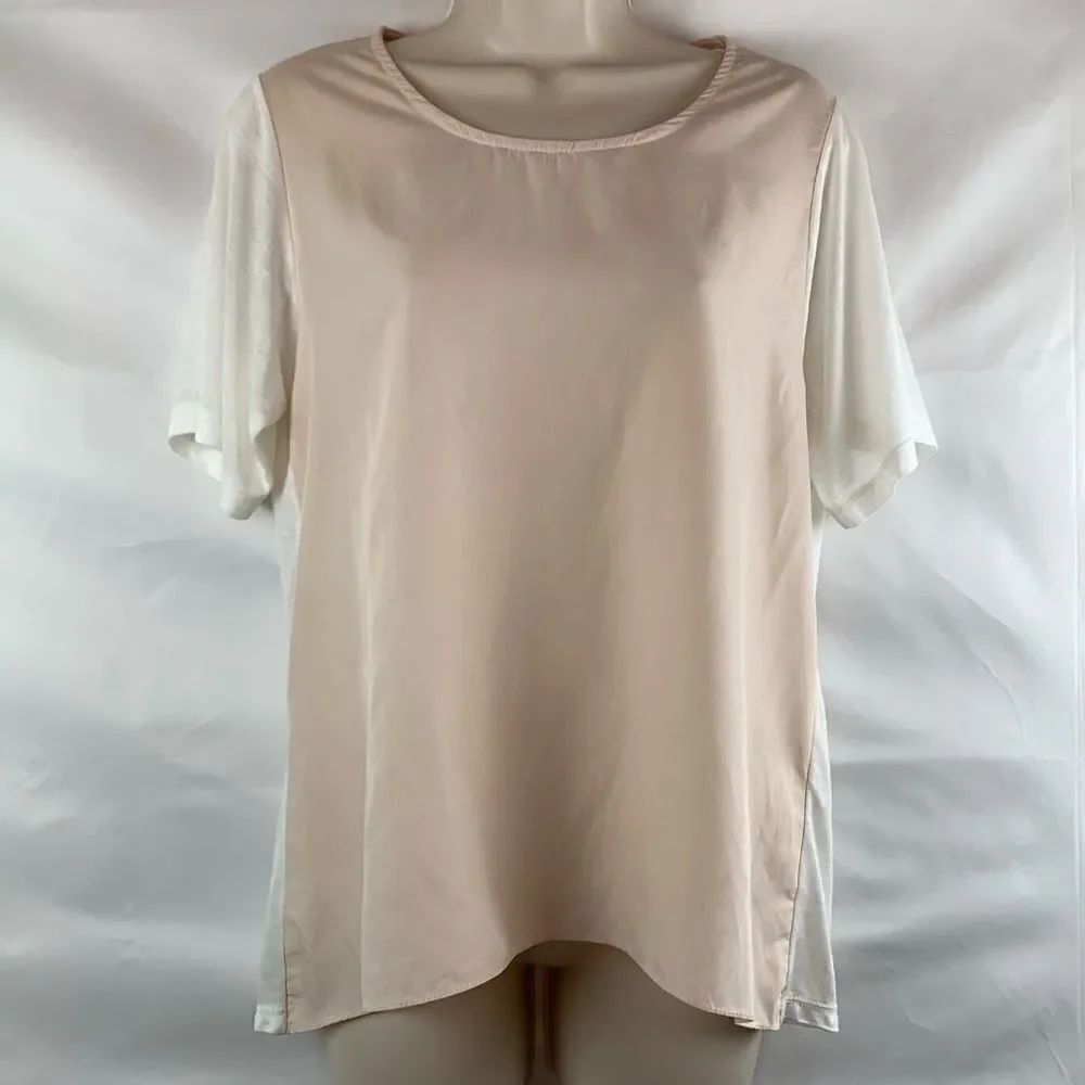 Cream and blush multi fabric top